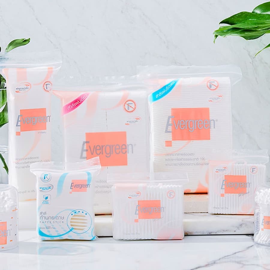 Evergreen Cotton Pad Pressed Edge 100pcs. เอเวอร์กรีน สำลีแผ่น รีดขอบ 100แผ่น รูปที่ 3