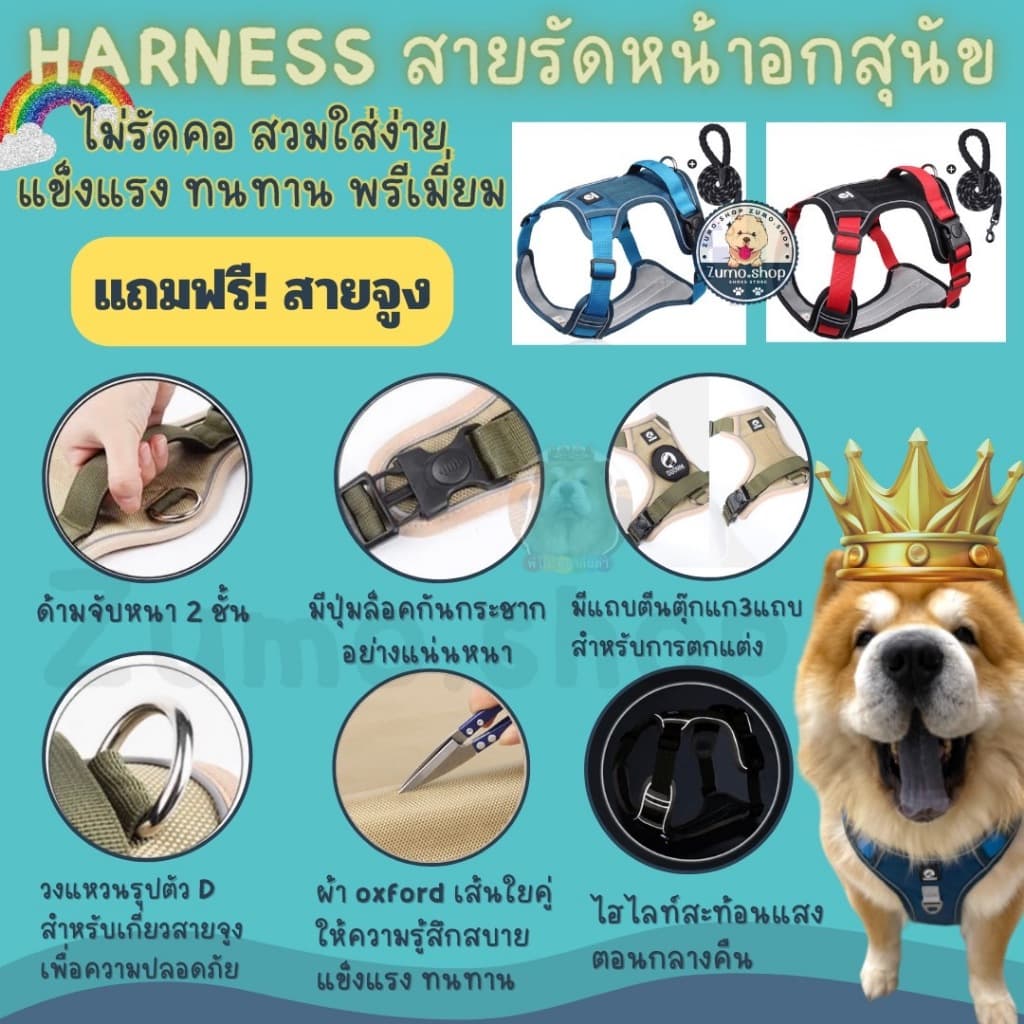 สายรัดอกสัตว์เลี้ยงพรีเมี่ยม สายรัดอกสุนัข รูปที่ 8