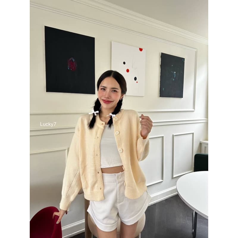 BY IRA POMPOM cardigan สีเรียบ คาร์ดิแกนไหมพรมผ้านุ่มนิ่ม งานตามหา กระดุมใหญ รูปที่ 3
