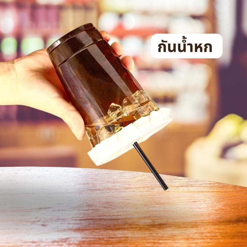 ส่งเร็ว กระดาษปิดปากแก้ว 13cm ครอบแก้วกาแฟ 95/98mm แผ่นรองฝาแก้วกาแฟ กันหกตอนส่งDelivery กันฝุ่น รูปที่ 3