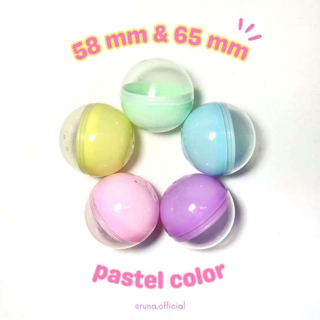 ไข่กาชาปองสีพาสเทล ขนาด 50 / 58 / 65 มม. จับฉลาก ใส่ตู้หมุนไข่ได้