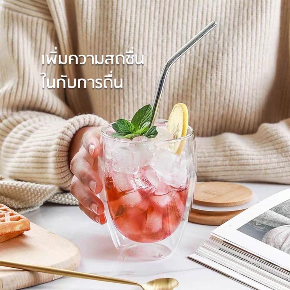 แก้วสองชั้น ขนาด 250-450 ml สวยงาม ทนทาน กันความร้อน ใส่น้ำร้อนเย็นได้ รูปที่ 3