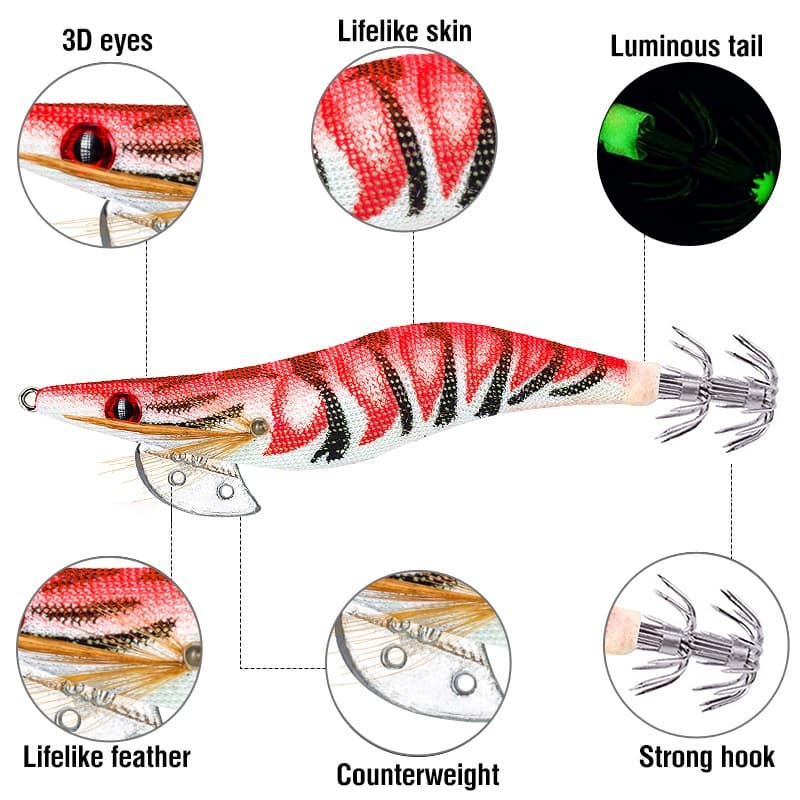 SUKE 5 สี โยตกหมึก เรืองแสง เหยื่อตกปลาหมึก เรืองแสงในที่มืด เหยื่อตกปลา1ชิ้นขนาด8ซม. รูปที่ 2