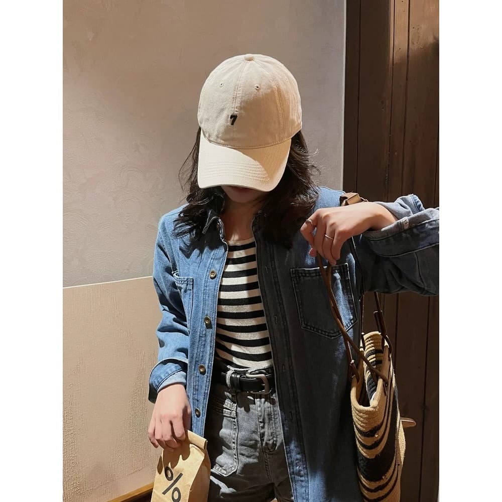 หมวกแก็ปปัก อักษร 7 มี 6สี มินิมอลสุดๆ ทรงสวยมาก ผ้า cotton ใส่สบาย หมวกสไตล์เกาหลี หมวกมินิมอล รูปที่ 2
