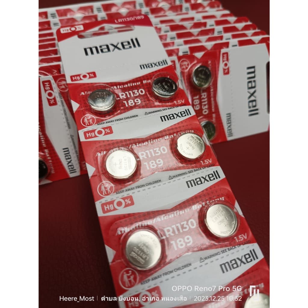 ถ่านกระดุม แท้ล้าน% maxell LR1130 1.5V 189,389,390,SR1130,LR54,L1131,AG10 รูปที่ 3