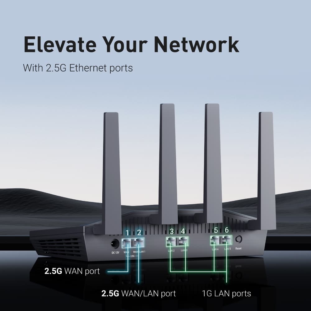 Gl.inet Gl-MT6000 เราเตอร์ Wifi 6 | เราเตอร์ Wifi สําหรับเล่นเกม | พอร์ต Multi-Gig 2 X 2.5G + 4 X 1G พอร์ตอีเธอร์เน็ตการเชื่อมต่ออุปกรณ์จํานวนมาก | Fast Openvpn & Wireguard | 802.11ax รูปที่ 4