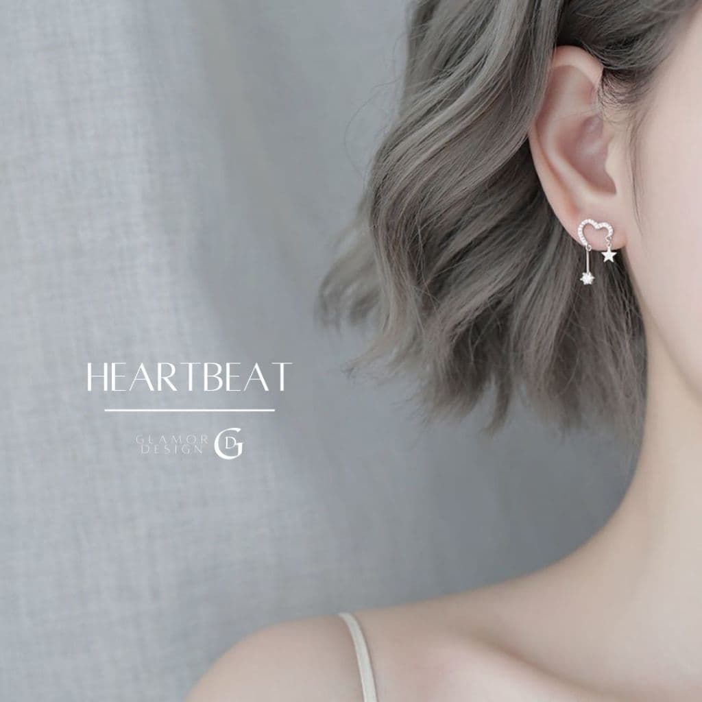 GLAMORต่างหูเงินแท้ Heartbeat ต่างหูเงิน ต่างหูเงินแท้925 ต่างหูแฟชั่น ต่างหูสไตล์กาหลี ต่างหูเท่ๆ รูปที่ 1