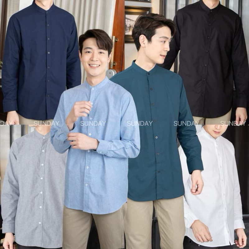 เสื้อเชิ้ตแขนยาว เสื้อเชิ้ตคอจีน ผ้าOXFORDS หลากสี ผ้าดี ใส่สบาย คุณภาพผ้า100% รูปที่ 1