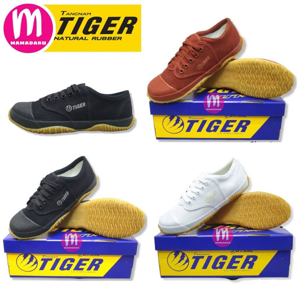 รองเท้าผ้าใบ Tiger ฟุตซอล TG9 พื้นเขียว 205 รองเท้านักเรียน น้ำตาล,ขาว,ดำ ไทเกอร์ รูปที่ 4
