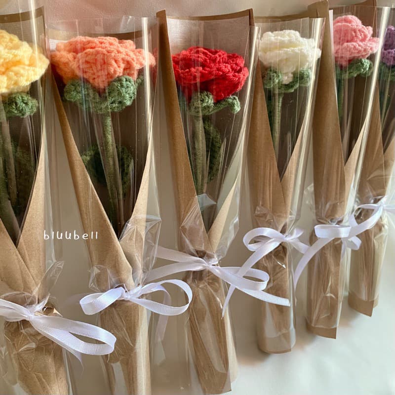 ช่อดอกกุหลาบ ถักไหมพรม รูปที่ 2