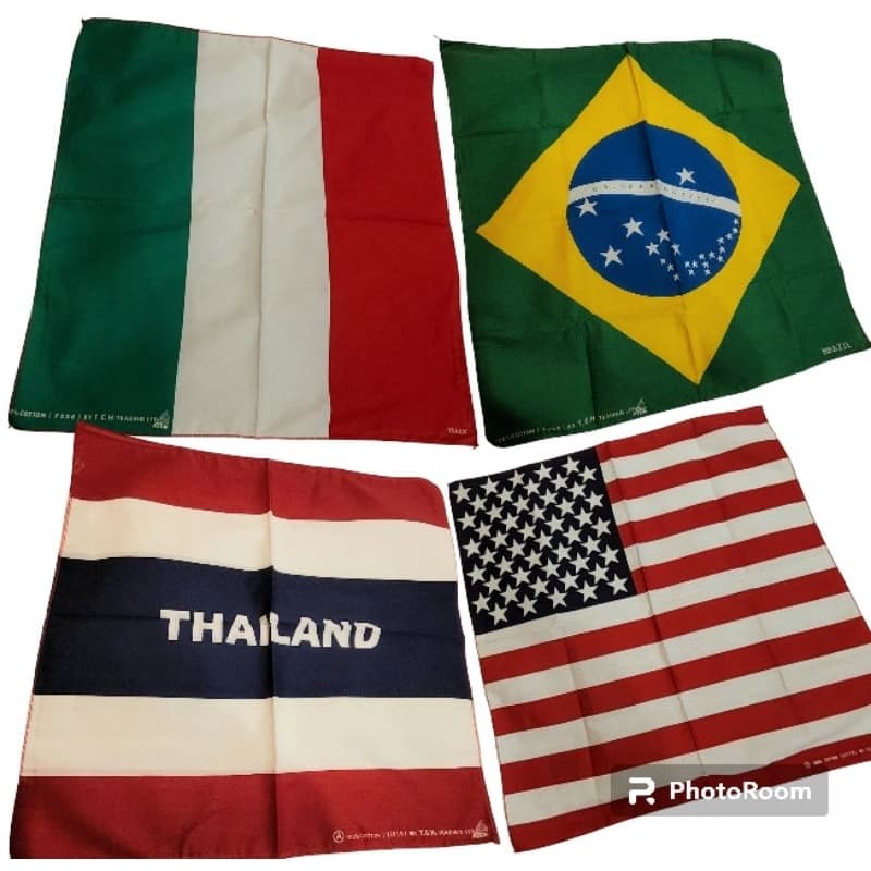 ผ้าเช็ดหน้า ลายธงชาติ โพกหัว ผ้าพันคอ ขนาด 51 x 51 cm. เนื้อผ้า cotton 100% รูปที่ 1