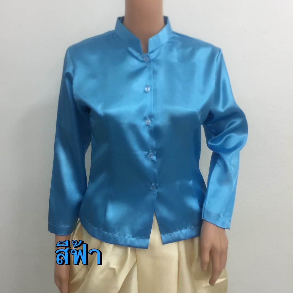 เสื้อแขนกระบอกนางรำ ผ้าต่วน ไม่ซับใน ไม่อัดกาว ไซส์ LL ถึง XL รูปที่ 4