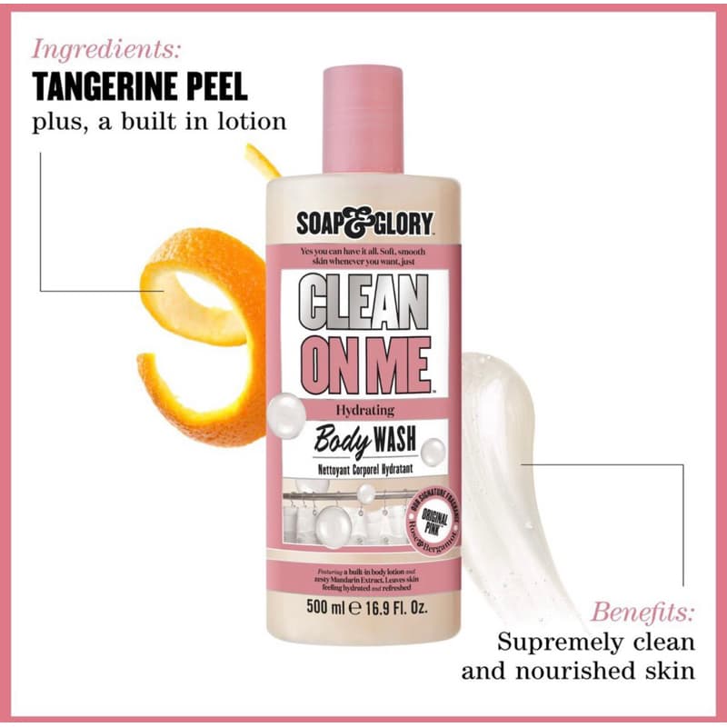 ครีมอาบน้ำ Soap & Glory โซพ แอนด์ กลอรี่ คลีน ออน มี ไฮเดรติ้ง บอดี้ วอช 500 มล. รูปที่ 2
