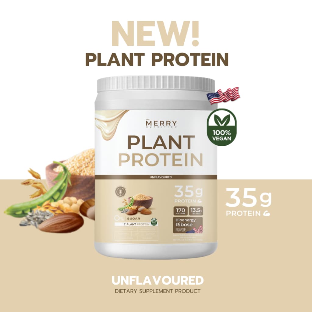 Merry Plant Protein โปรตีนพืช 7 ชนิด : รสธรรมชาติ 1 กระปุก 2.3lb. / 1,050g. รูปที่ 4