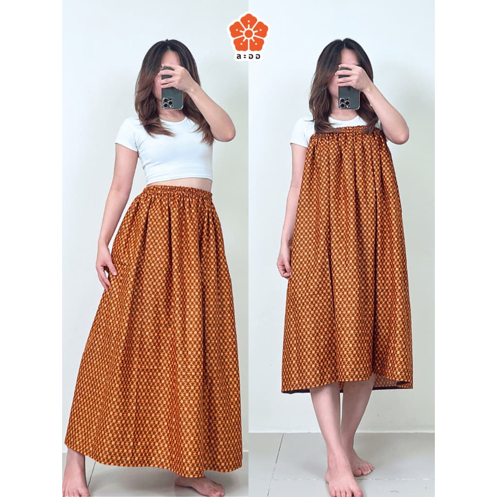 ผ้าถุงอาบน้ำ ลายไทย กระโจมอก ผ้าขนหนู เสื้อคลุม ชุดคลุมอาบน้ำ กระโปรงผ้าถุง เข้าค่าย เอวยางยืด รูปที่ 7