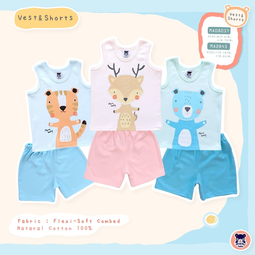 Mami baby ชุดเซ็ต เสื้อกล้าม + กางเกงขาสั้น 12-18M 18-24M รูปที่ 9