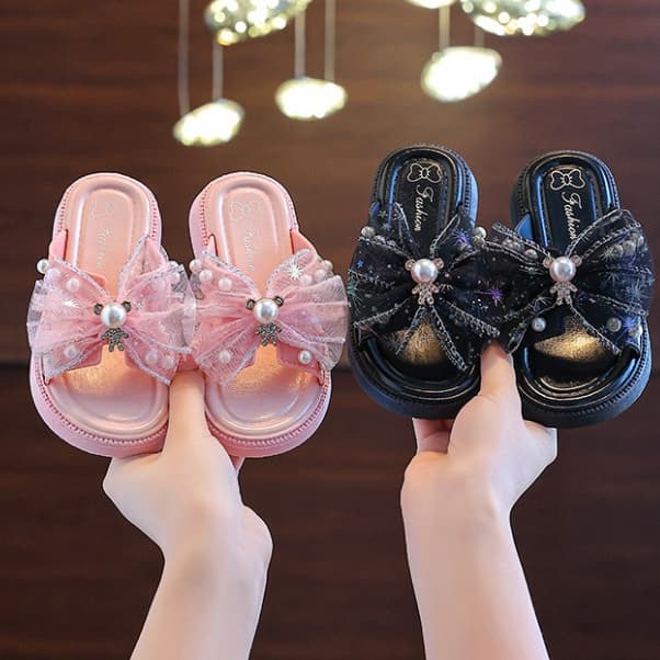 Babyonline 2F3-6 รองเท้าแตะเสริมส้นแต่งไข่มุกสำหรับเด็กผู้หญิงสุดน่ารัก พื้นนุ่ม กันน้ำ มีกันลื่น รูปที่ 5