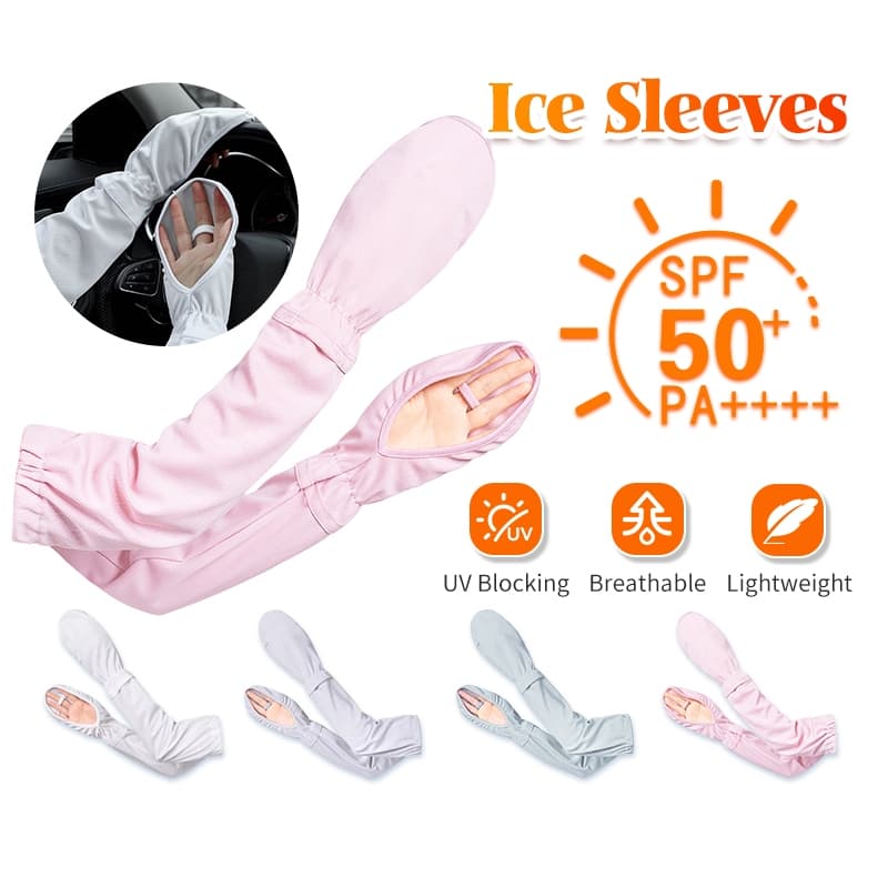 ปลอกแขน กันแดด ผ้าเรยอน กันuv UPF50+ ครอบคลุมหลังมือ รูปที่ 1