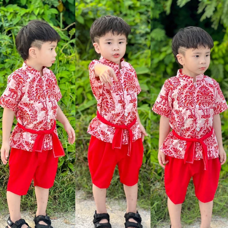 # ชุดเด็กไทยลายใหม่ งานผ้าใหมอิตาลี ใส่สบาย ไม่คัน รูปที่ 7