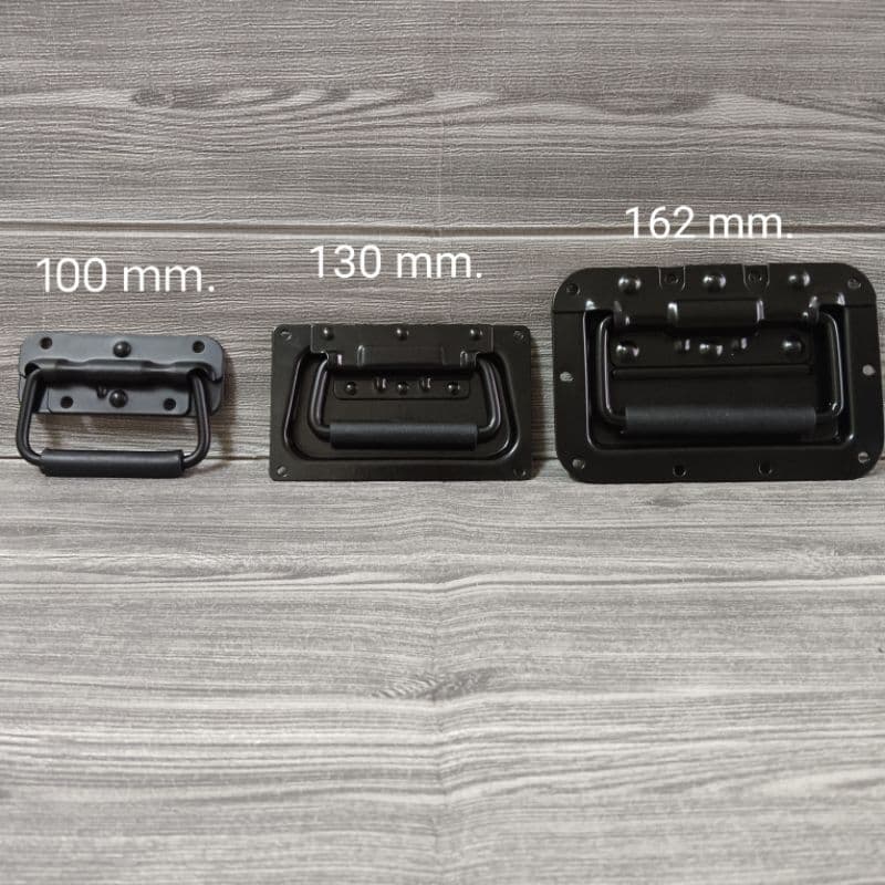 มือจับสปริง แบบเจาะขันสกรู แบบพับได้ ขนาด 100mm 130mm 162mm หูหิ้ว ตู้ลำโพง Diy มี 3 ขนาด ราคาต่อ 1 ตัว สีเงินและสีดำรมค รูปที่ 2