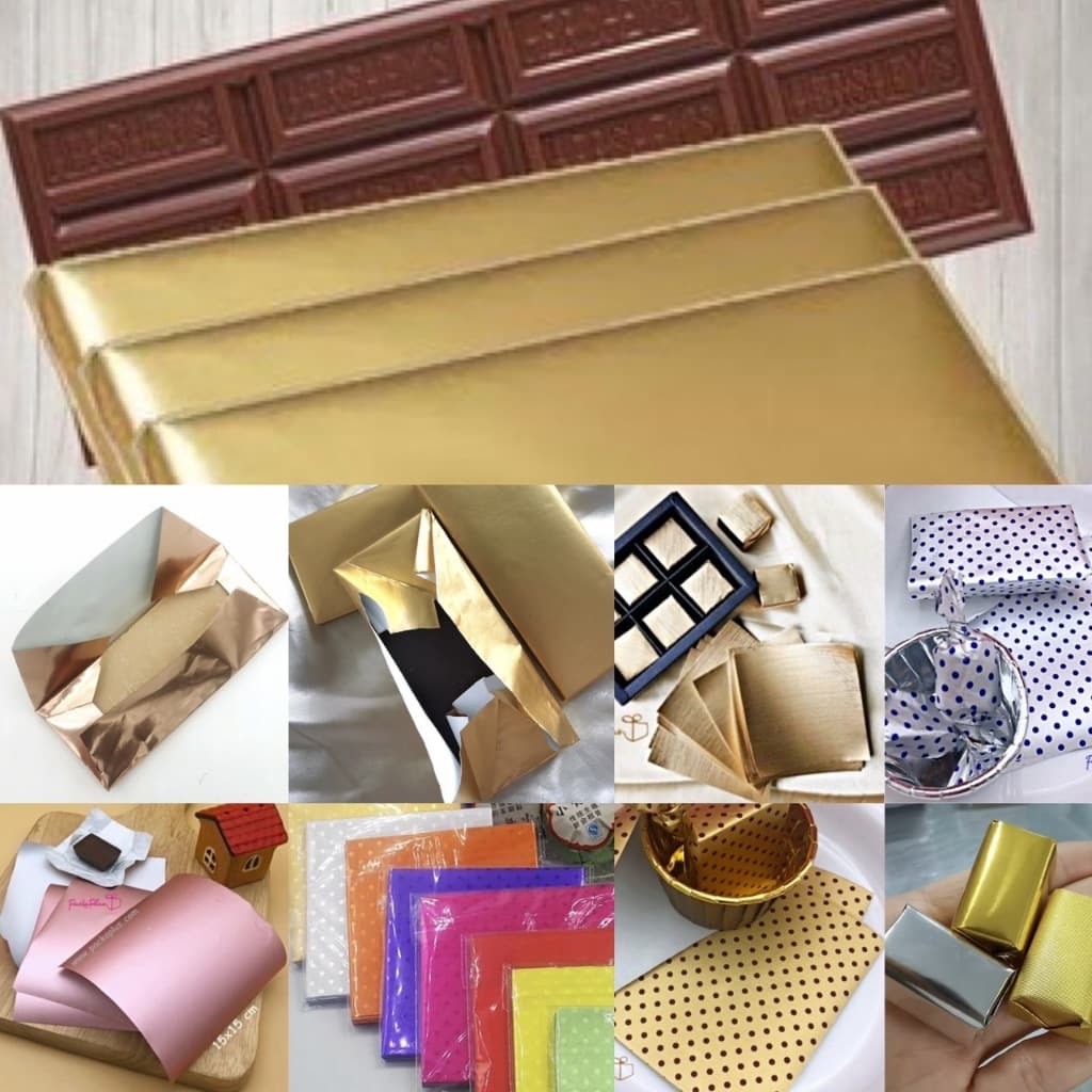 ฟอยล์ห่อช็อคโกแลต Foil+Paper คุณภาพสูง สีกึ่งด้าน แพค 30-50 แผ่น Premium Smooth/Embossed Aluminum Foil Classic Color รูปที่ 1