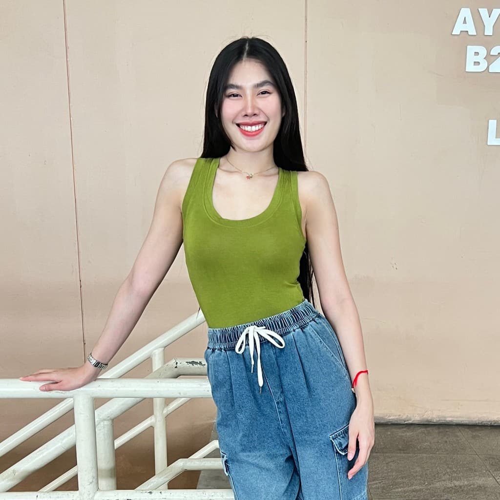 MesubShopเสื้อกล้ามเรย่อน ทรงรัดรูป ผ้ายืดเยอะมาก สาวอวบใส่ได้ ใส่พรางหุ่น เก็บทรงดีมาก รุ่น กล้ามอุด้ง รูปที่ 8