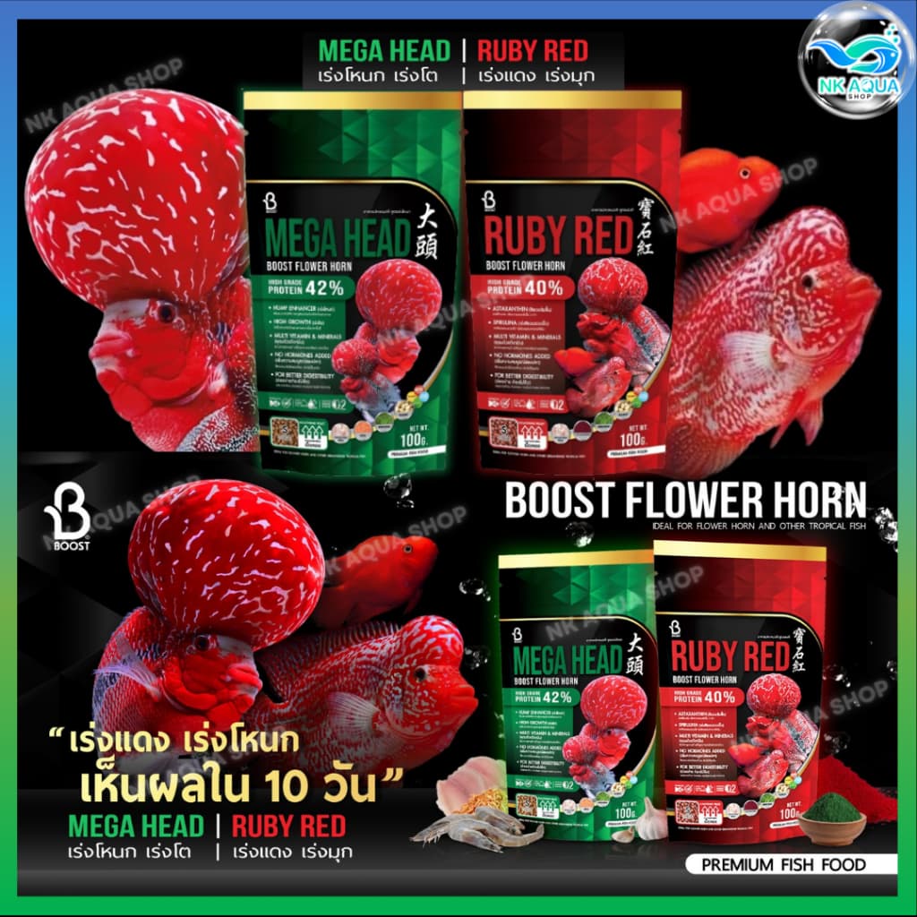 Duo Set อาหารปลาหมอสี Boost Flower Horn จับคู่ เร่งโต+เร่งโหนก เร่งสี+เร่งมุก ครบจบที่ชุดเดียว รูปที่ 9