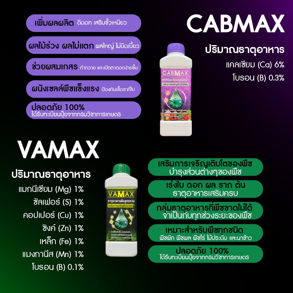 CABMAX แคลเซียมและโบรอนเข้มข้น + VAMAX ธาตุอาหารรวมเข้มข้น 2 ลิตร รูปที่ 3
