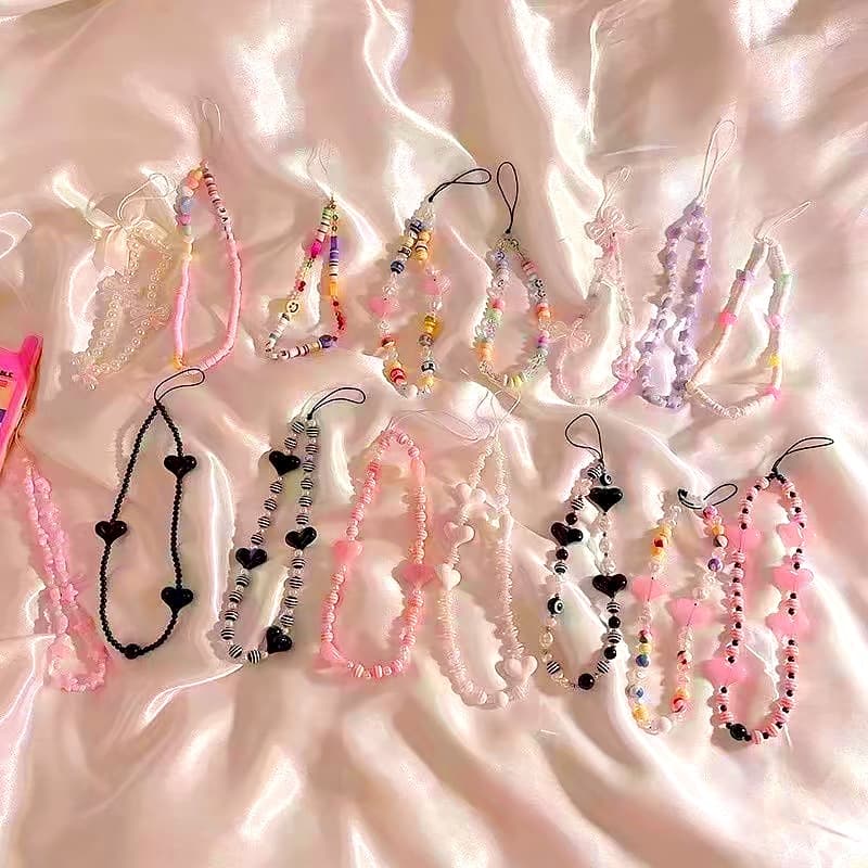 สร้อยข้อมือเคสโทรศัพท์มือถือ สวยงาม ผีเสื้อ คริสตัล โซ่โทรศัพท์มือถือ ลูกปัด พวงกุญแจ จี้ สร้อยข้อมือ แฟชั่น กลิตเตอร์ โ รูปที่ 1