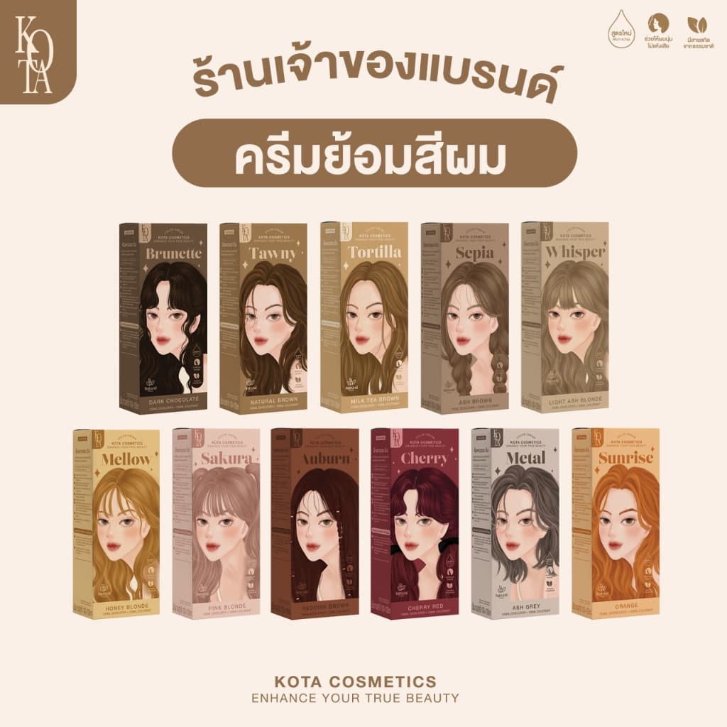 KOTA COLOUR CREAM ครีมย้อมผมโคตะ สูตรใหม่เพิ่มการบำรุง 5 เท่า กลิ่นหอม ไม่แสบหนังศีรษะ รูปที่ 1