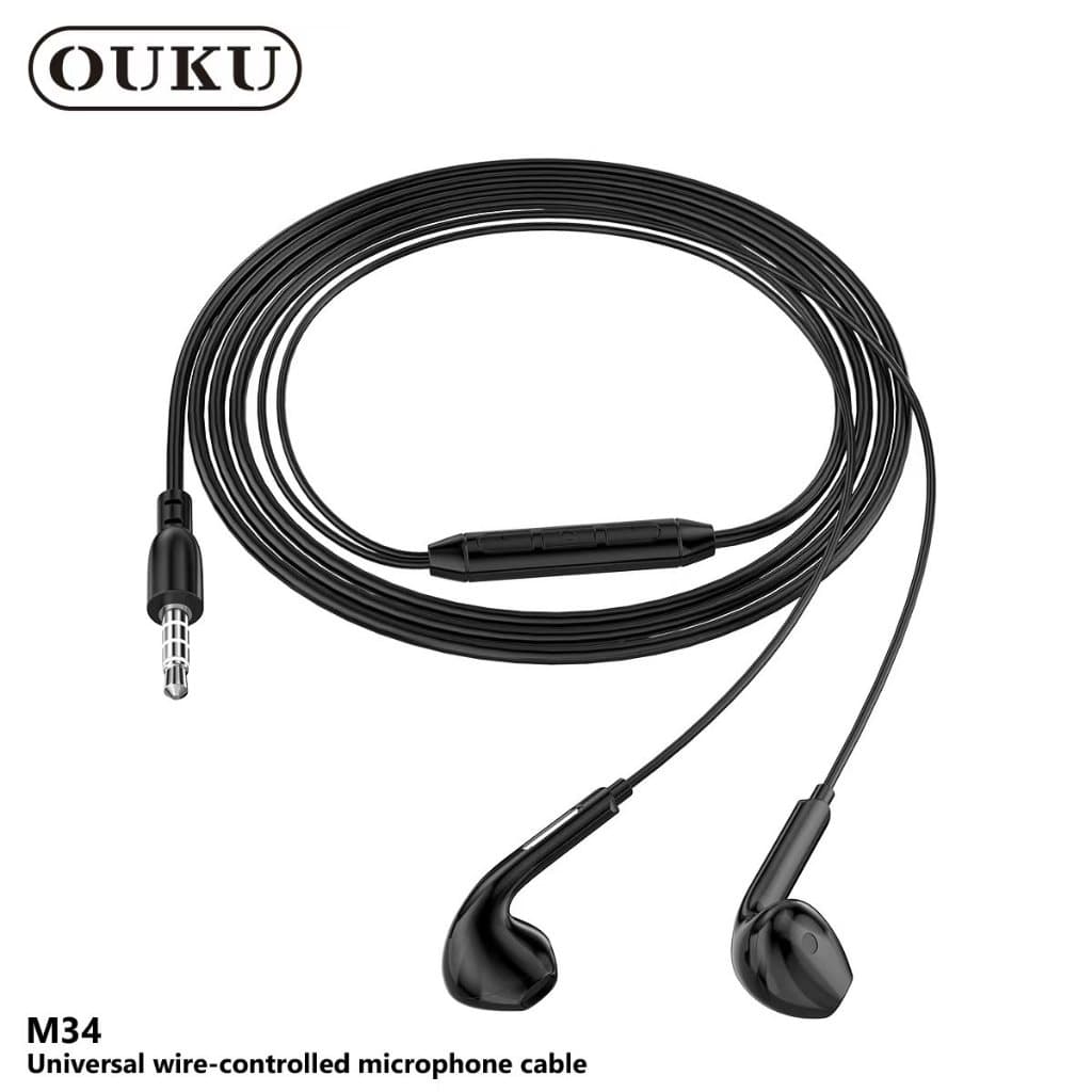 หูฟัง OUKU M34 หูฟังแบบมีสาย พร้อมไมค์ สำหรับ Aux 3.5mm.คุยโทรศัพท์ได้ ฟังเพลง คุณภาพเสียงดี รูปที่ 4
