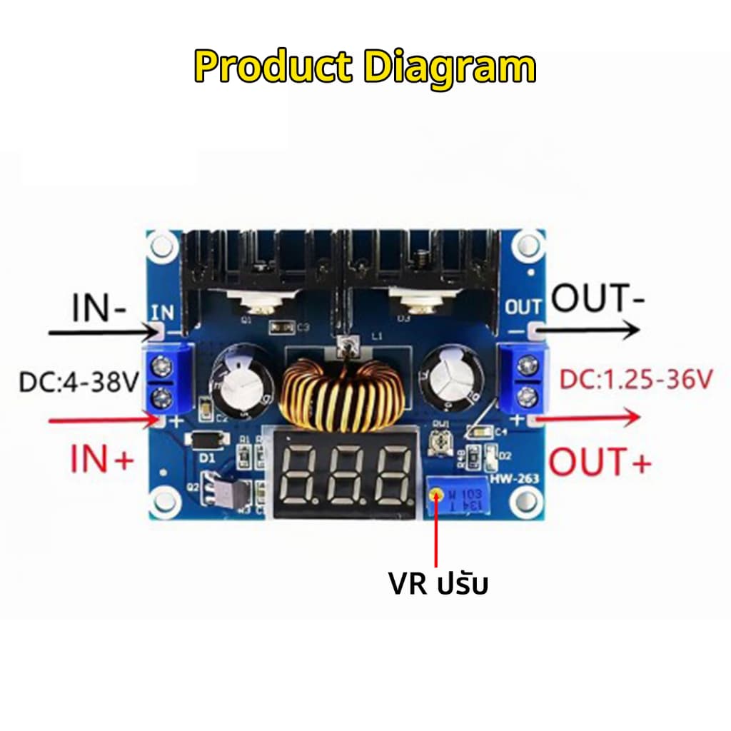 Step Down XL4016 DC-DC 8A Buck Converter DC Input 5-38V./ DC Output 2-35V.สเต็ปดาวน์12v 5v รูปที่ 4