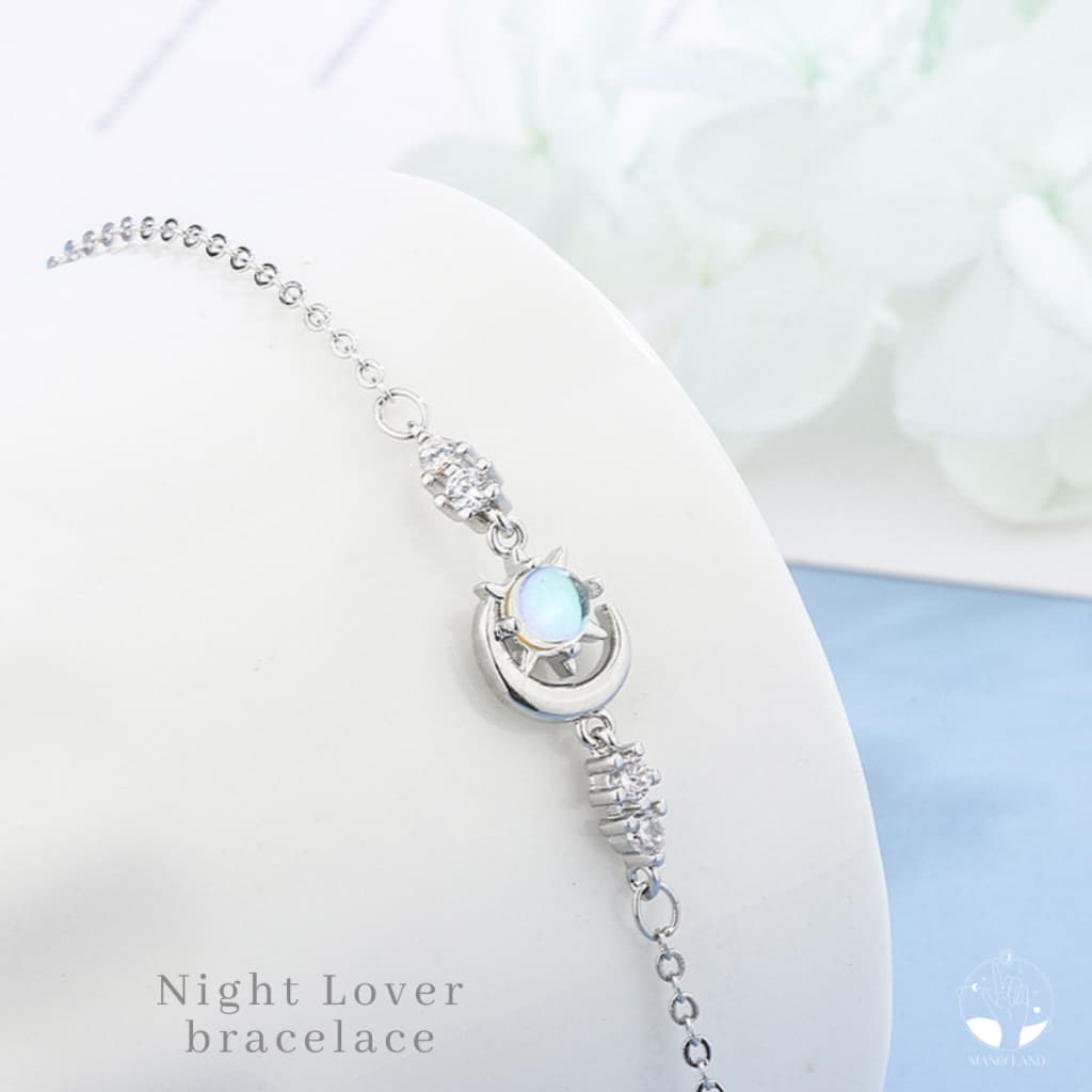 MNLNight Lover สร้อยข้อมือ พระจันทร์ดาว สำหรับคู่รัก ความหมายดี เครื่องประดับแฟชั่นเงินแท้ สไตล์มินิมอล เกาหลี ครบรอบ รูปที่ 2