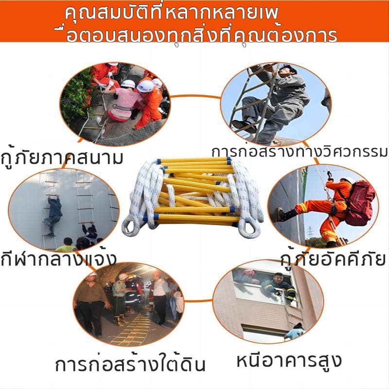 3m / 5m / 10m บันไดเชือก ไดเชือกช่วยชีวิต ลอดภัยจากอัคคีภัย แอนติสกิด อัปเกรดความปลอดภัย เรซิ่นบันไดเชือกไฟ รูปที่ 9