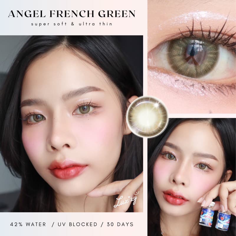 Luxzylens คอนแทคใส่สบาย Angel french blue , green ป้องกันแสง ผลิตที่เกาหลี เพิ่มประกายให้ดวงตาดูสวยคม รูปที่ 7