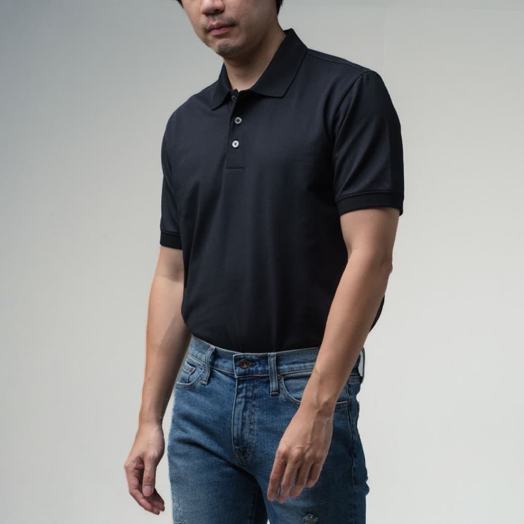era-won เสื้อโปโล แขนสั้น ทรงสลิม Polo Shirt สี Black รูปที่ 6