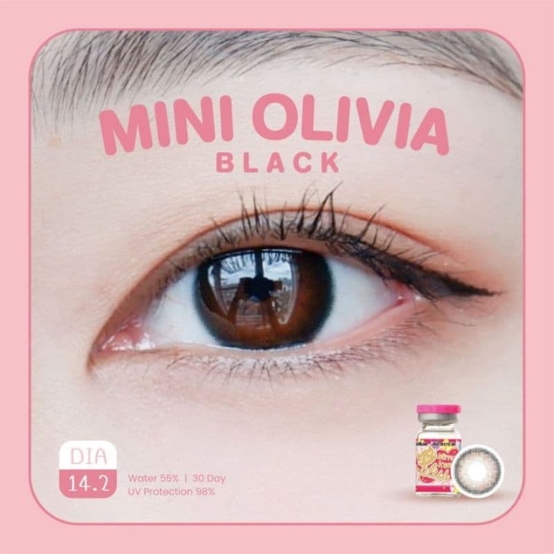 Kitty kawaii black สีดำ mini Olivia Contactlens บิ๊กอาย คอนแทคเลนส์ แถมตลับฟรี. รูปที่ 2