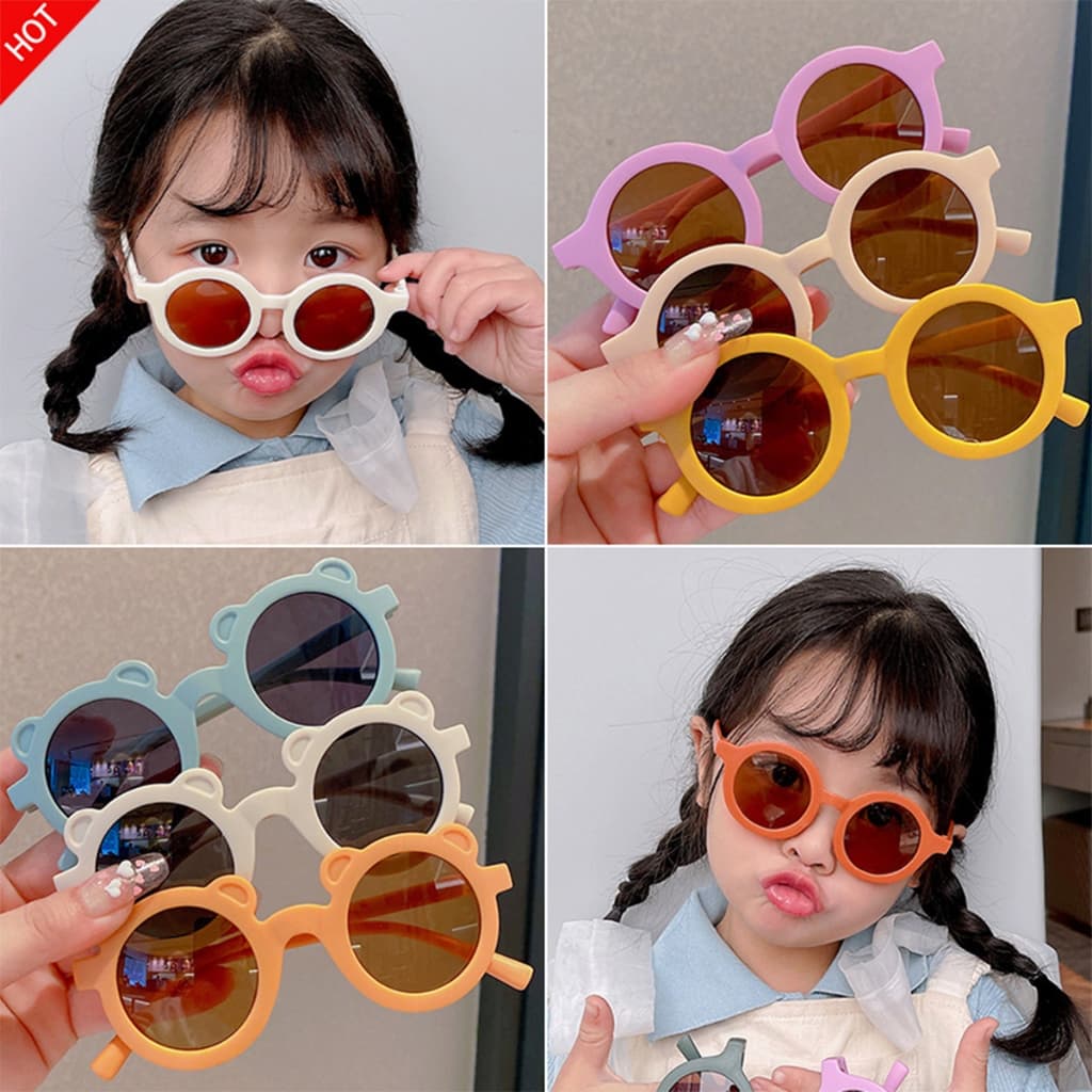แว่นตาเด็ก แว่นตาเด็กแฟชั่น กันแดด ป้องกันรังสี UV400 สีทึบ มีหลายสีให้เลือก สินค้าพร้อมส่ง