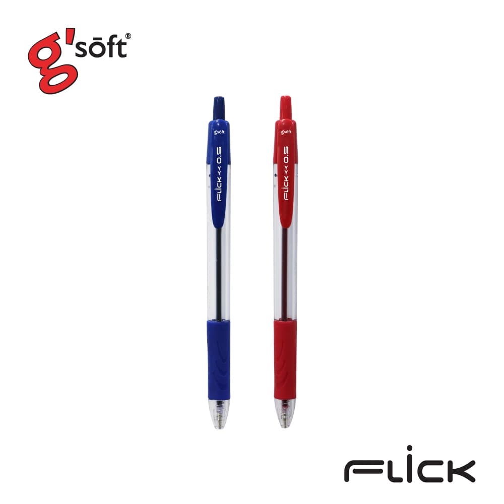 g'soft ปากกาลูกลื่นเจล FLICK 0.5mm ปากกาแบบกด แพ็ค 2ด้าม รหัส FLICK รูปที่ 1