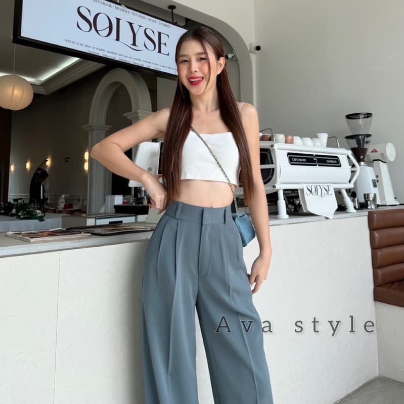 Perfect Lilly กางเกงขากระบอกเอวสูง ทรงลุง ผ้าลิลลี่ ผ้าดีทรงสวย รูปที่ 5