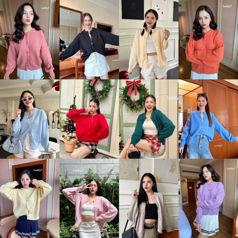 BY IRA POMPOM cardigan สีเรียบ คาร์ดิแกนไหมพรมผ้านุ่มนิ่ม งานตามหา กระดุมใหญ รูปที่ 1