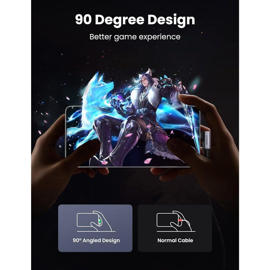 UGREEN สายชาร์จ USB 3.0 M to USB-C 3A Data Cable 1m, 90° Angled รุ่น 20299 รูปที่ 2