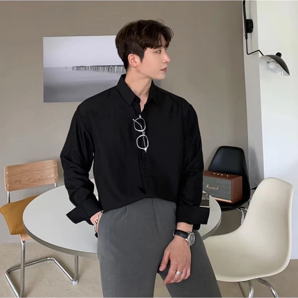เสื้อเชิ้ตเกาหลี แขนยาว สีพื้น มีไซซ์ M L XL XXL ชาย/หญิงใส่ได้ รูปที่ 6