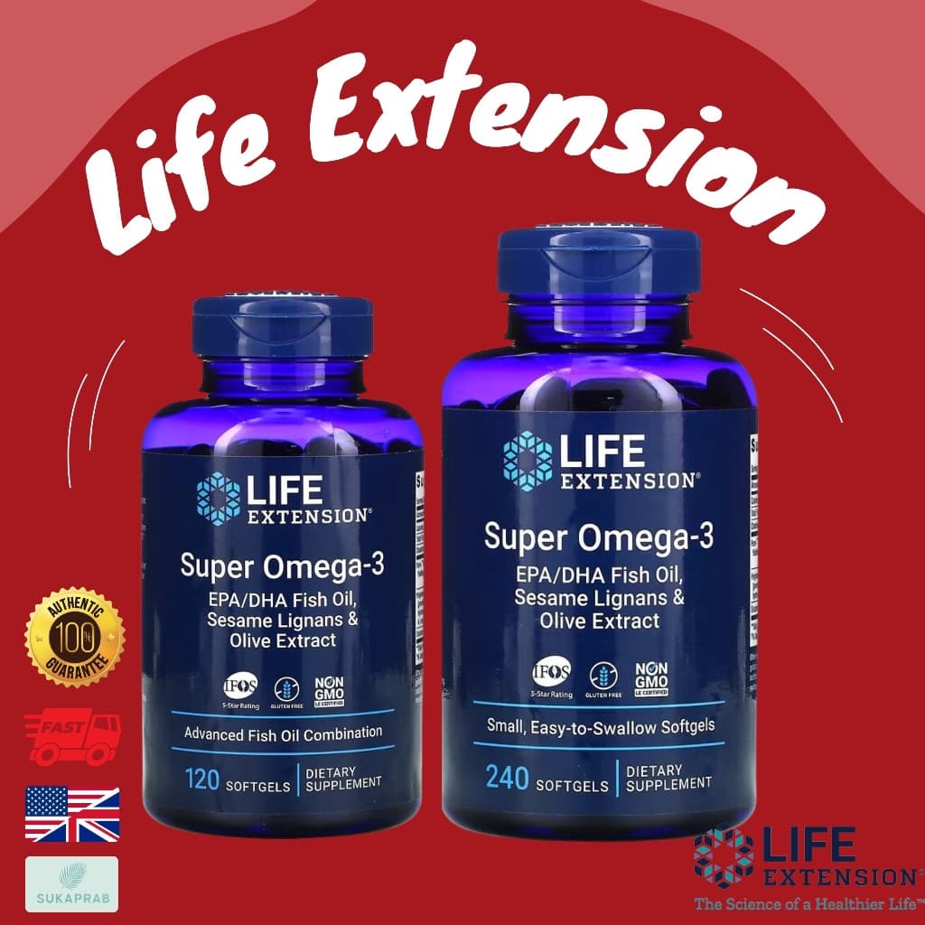 Life Extension Super Omega-3 60 120240 Softgels น้ำมันปลา fish oil โอเมก้า3 รูปที่ 1