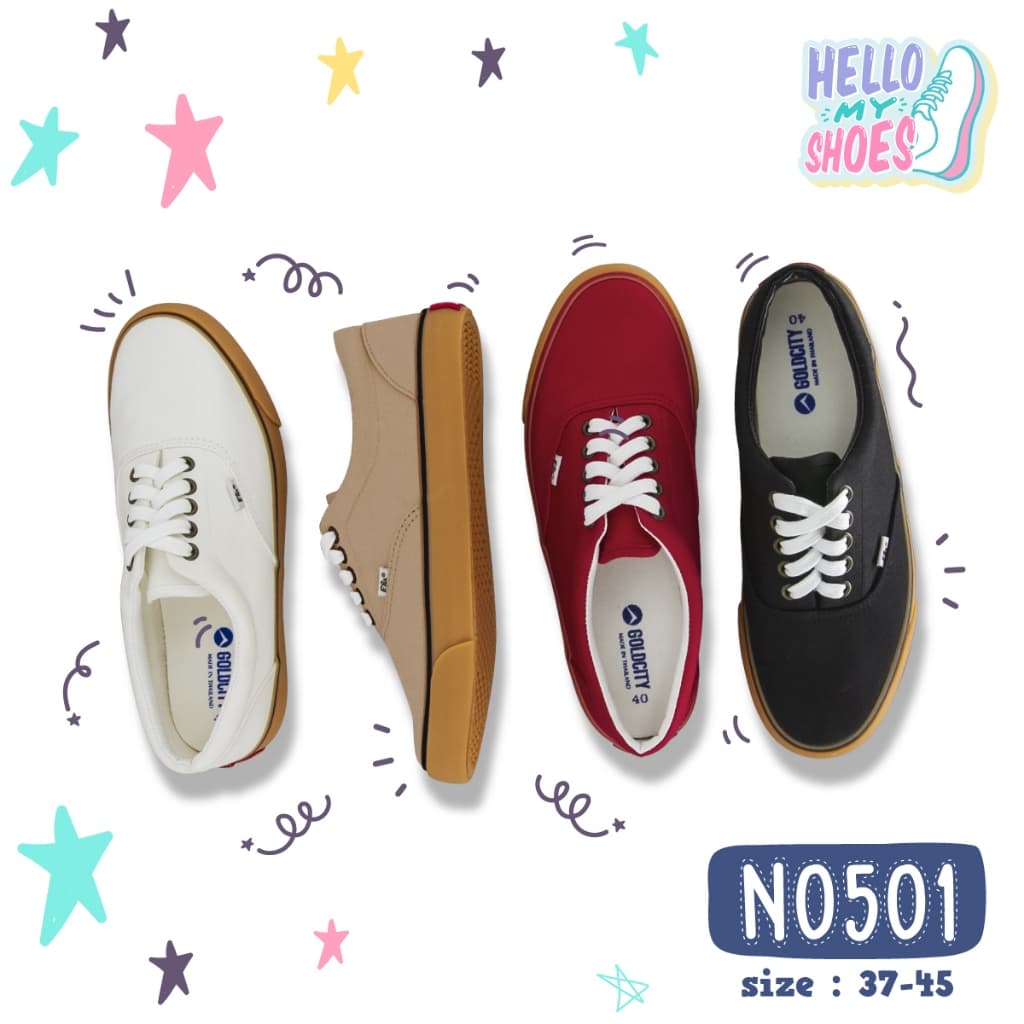 รองเท้าผ้าใบผูกเชือก พื้นยางพารากันลื่น รุ่น NO501 สินค้าตรงปก จัด แท้100% รูปที่ 1