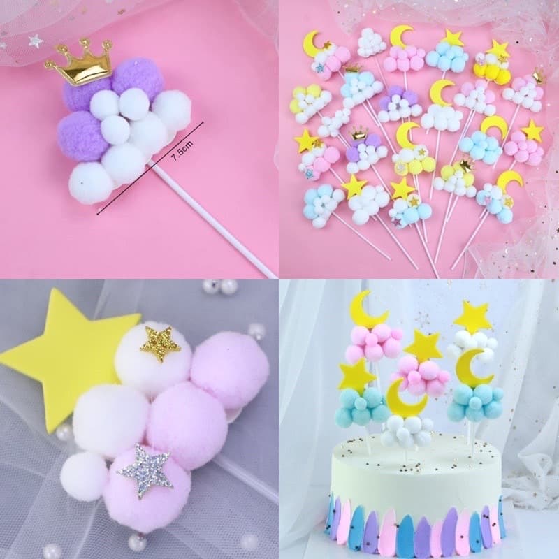 ร้านไทย ป้ายปักเค้ก HBD ป้ายปักรูปก้อนเมฆ CAKE อุปกรณ์ตกแต่งเค้ก C22 รูปที่ 3