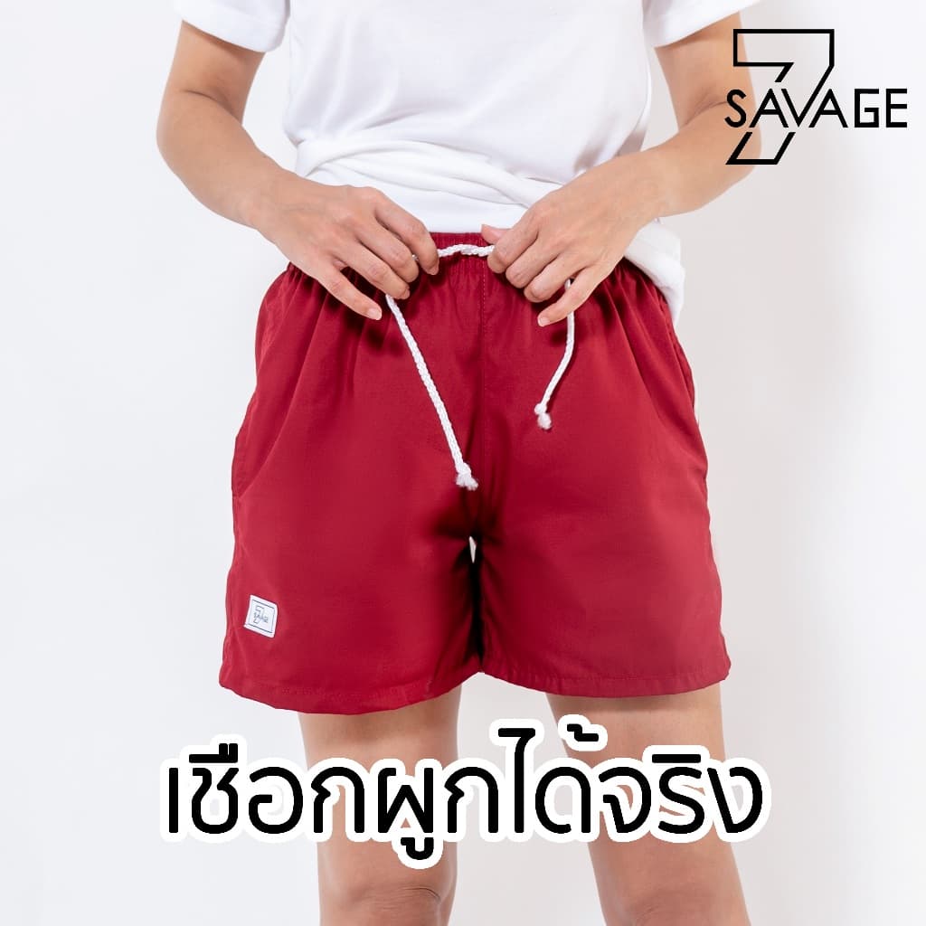 กางเกงขาสั้น เอว 24 - 55” เอวยางยืด S/M/L/XL/2XL/3XL สีพื้น unisex Oversize คนอ้วนใส่ได้ ทรงBang รูปที่ 4
