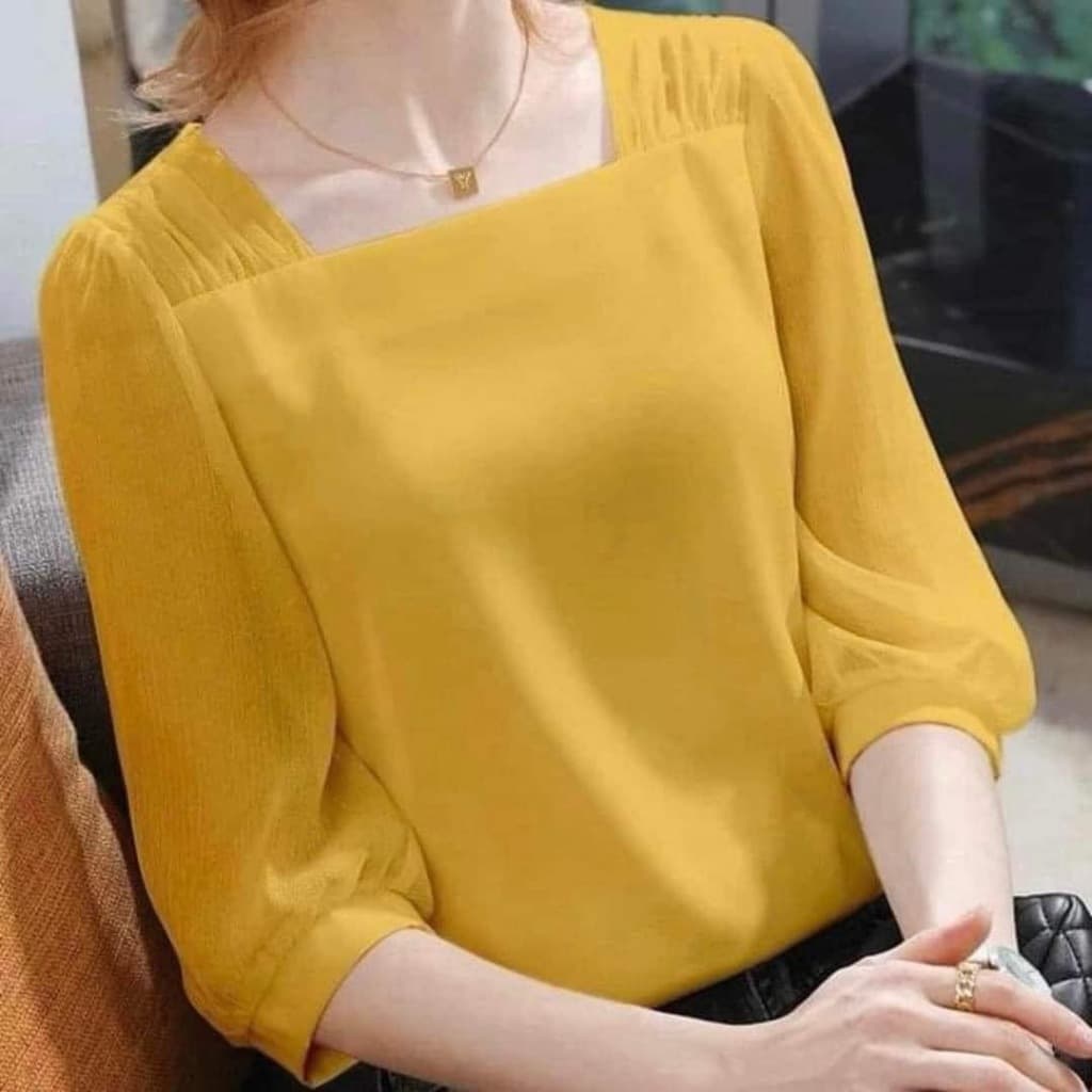 เสื้อชีฟองคอเหลี่ยม ผ้าใส่สบาย รูปที่ 5