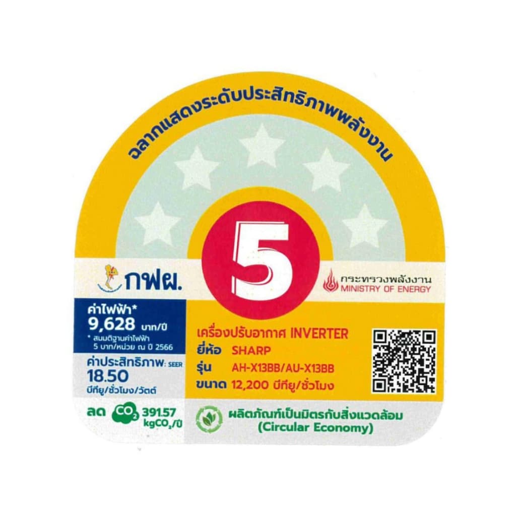 แอร์บ้าน ชาร์ป Sharp เครื่องปรับอากาศ ระบบ Inverter รุ่น AH-X13BEBE 12,000 BTU รูปที่ 6