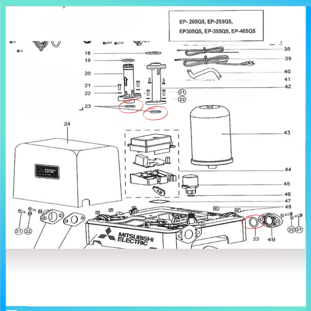 ยางกันรั่ว สำหรับ ปั้มน้ำ MITSUBISHI WP-85, WP-105, WP-155, WP-205, WP-255, WP-305, WP-355 รูปที่ 5